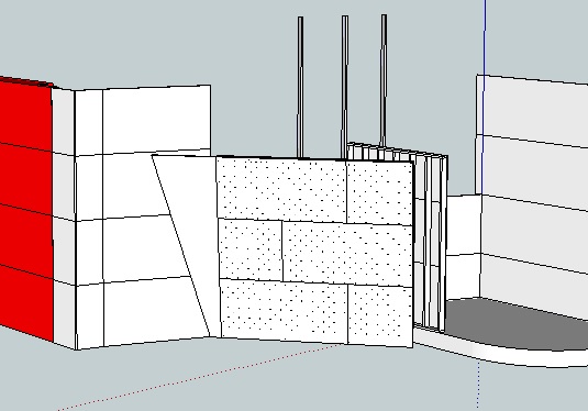 Cad picture of the front of the wall